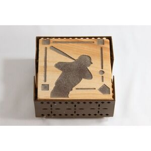 Thirstystone Sandstone Coaster Set of 4 Baseball Softball 4'' Square with Holder